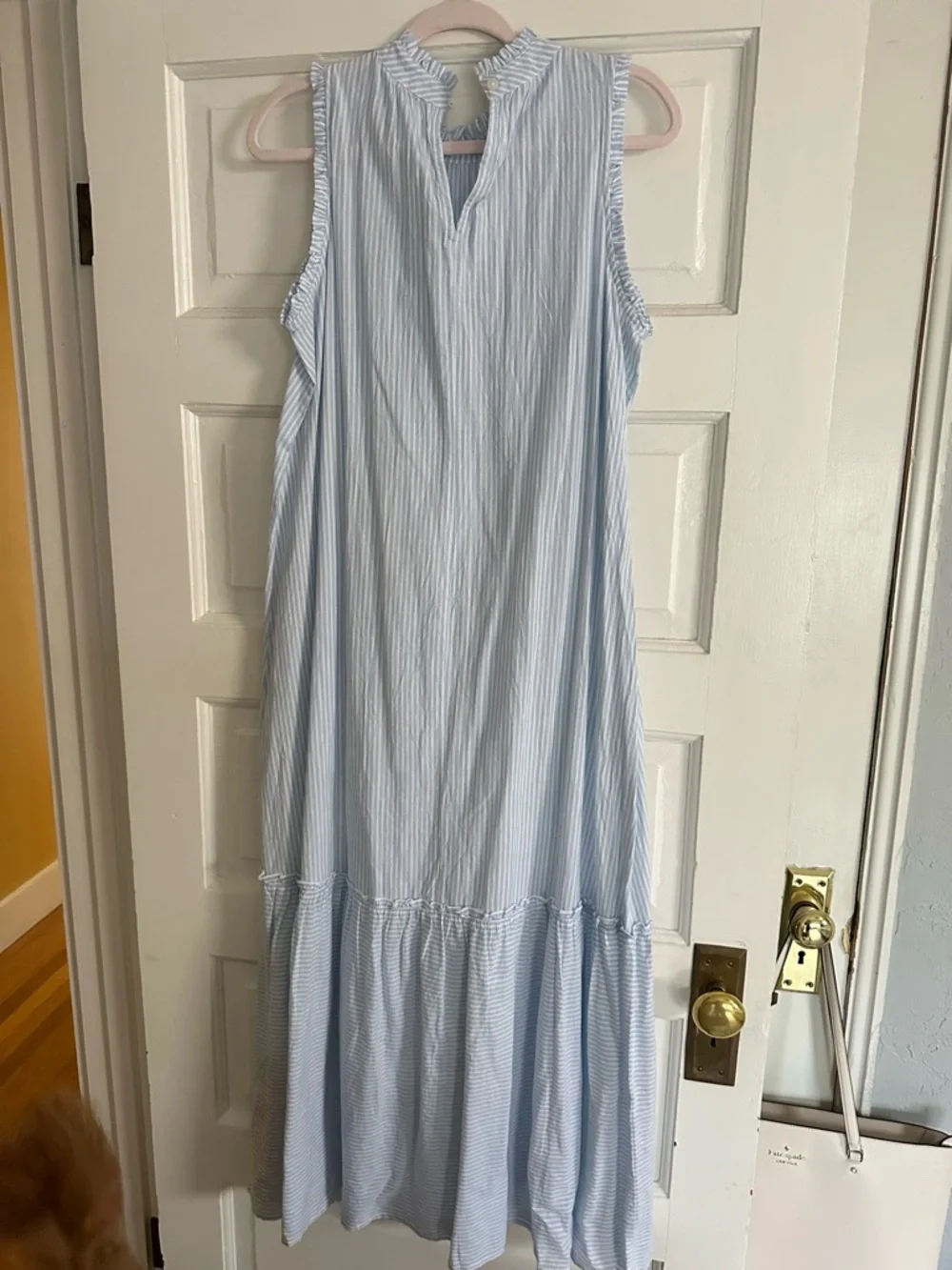 Mud Pie Light Blue and White Striped Maxi Dress - Picture 2 of 4